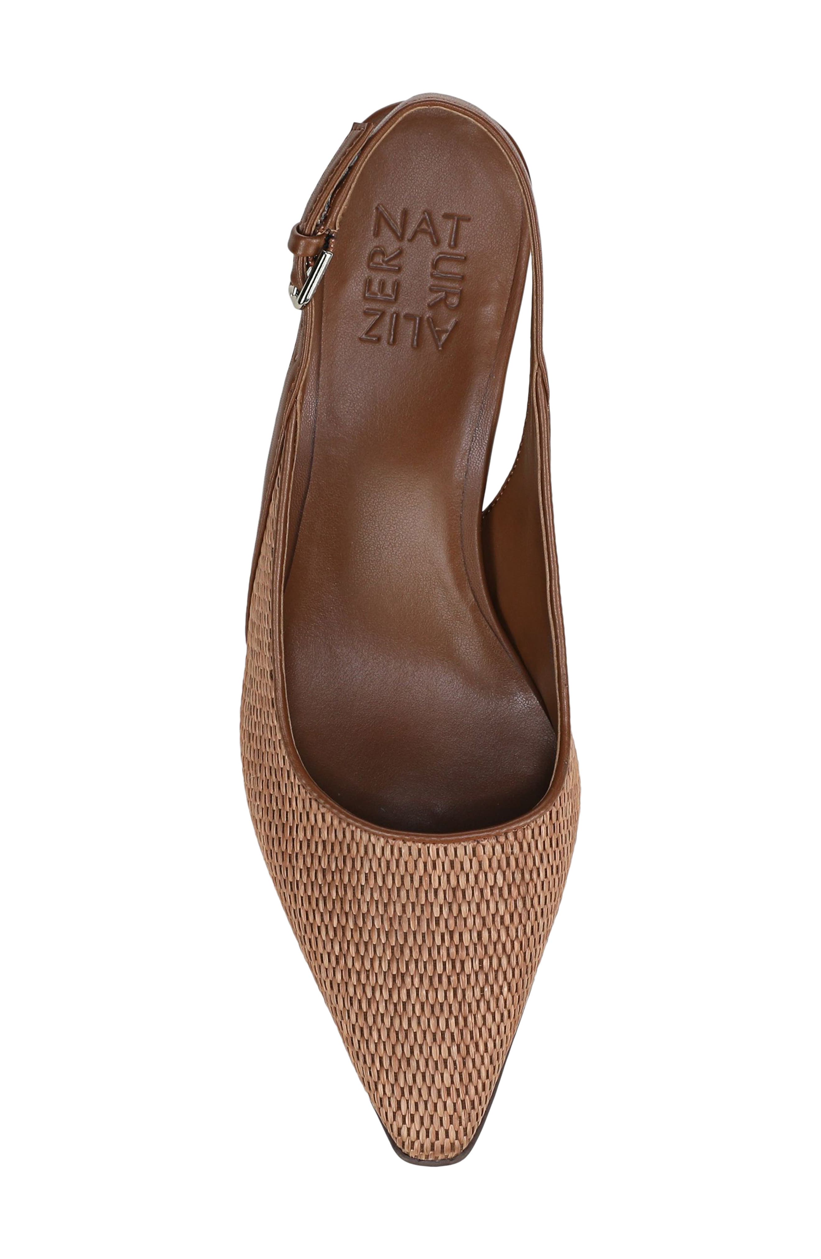 Naturalizer Tansy Slingback Kitten Heel Pump, Alternate, color, Walnut Brown Faux Raffia