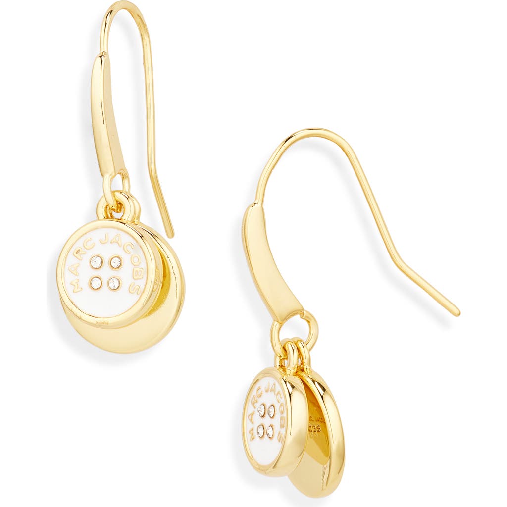 Marc Jacobs Button Drop Earrings In Gold/cream