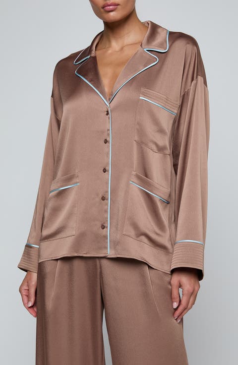 Mara Satin Button-Up Shirt