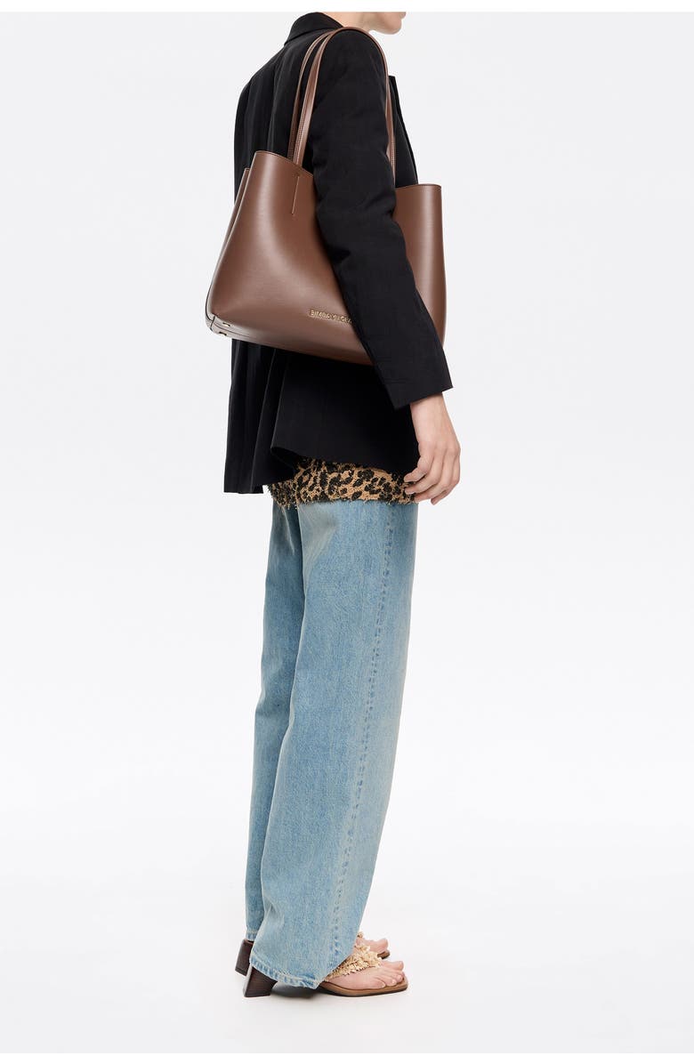 Bimba y Lola Large Leather Chihuahua Shopper Bag, Alternate, color, Moka