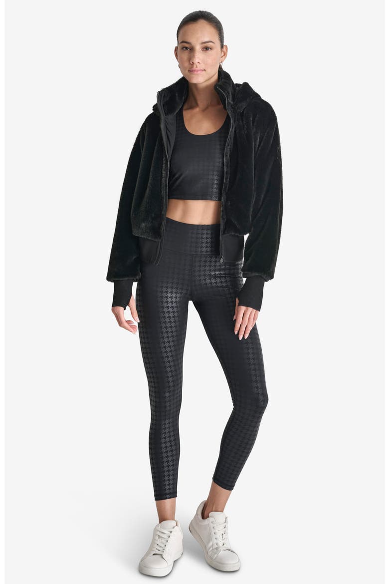 Faux Fur Zip Jacket with Removable Hood, Alternate, color, BLACK
