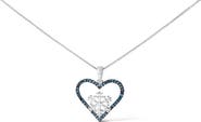 Haus of Brilliance 925 Sterling Silver 1/10ct TDW Blue Treated Diamond Heart Pendant Necklace