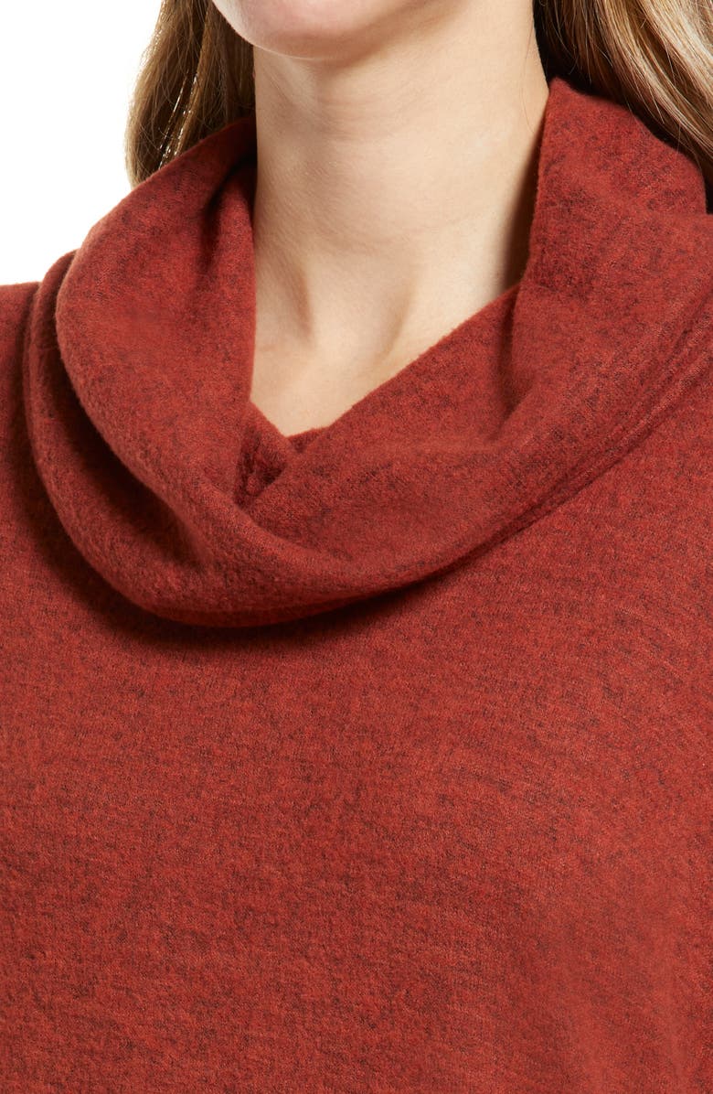 Loveappella Cowl Neck Long Sleeve Top, Alternate, color, Rust
