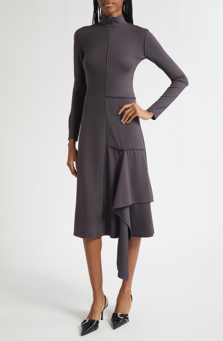 ISRAELLA KOBLA Siham Long Sleeve Fit & Flare Midi Dress, Alternate, color, Dark Grey