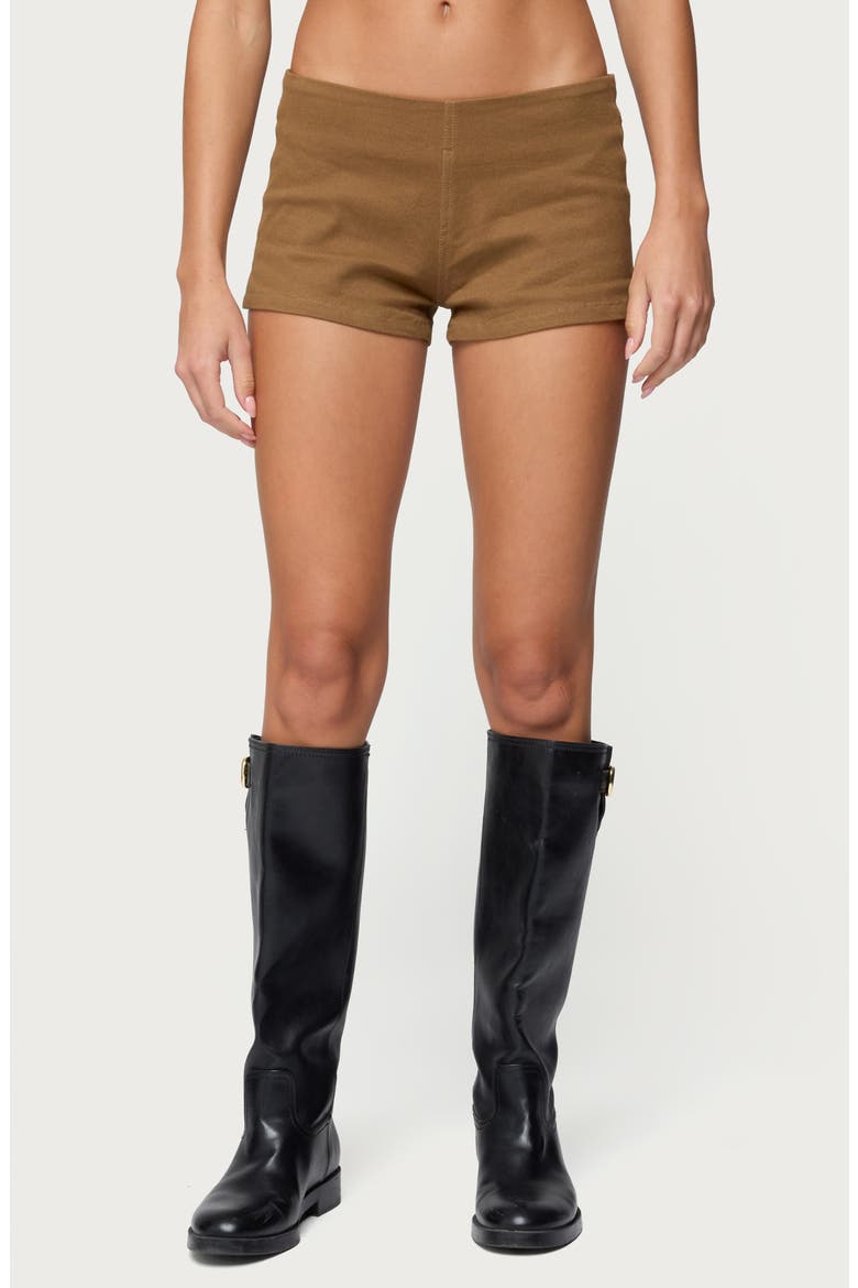 Dinah Low Rise Denim Micro Shorts, Main, color, MOCHA