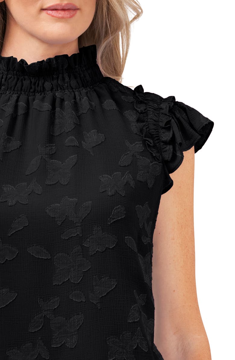 CeCe Crinkled Floral Flutter Sleeve Blouse, Alternate, color, 