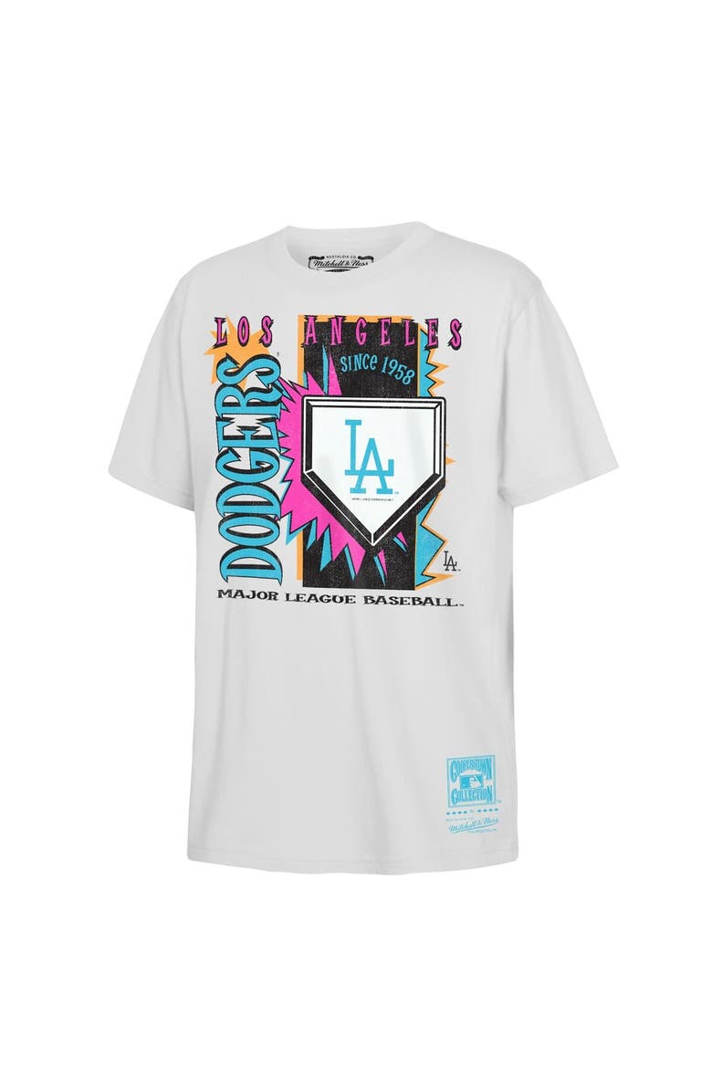 Mitchell & Ness Youth Mitchell & Ness  White Los Angeles Dodgers Cooperstown Neon Field Shock T-Shirt, Main, color, White