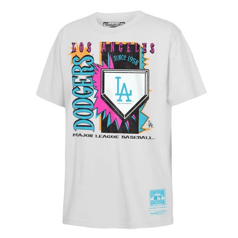 Youth Mitchell & Ness  White Los Angeles Dodgers Cooperstown Neon Field Shock T-Shirt