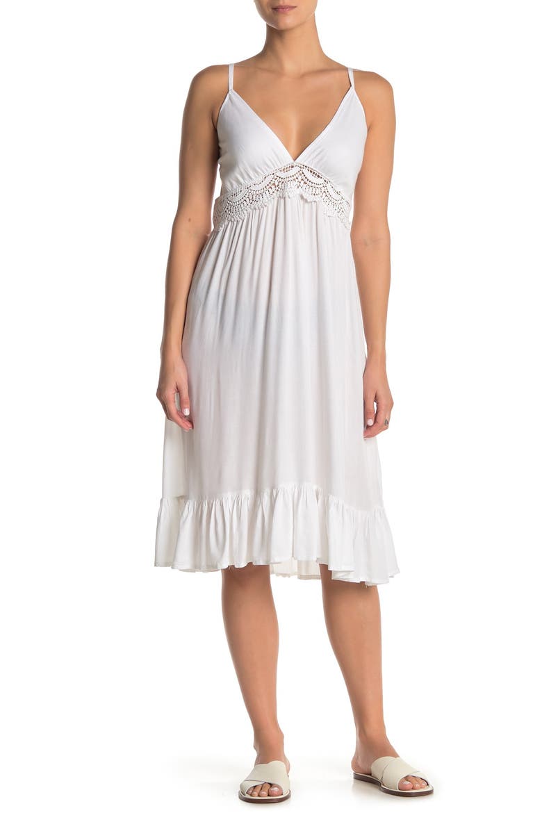 Crochet Lace Cover-Up Midi Dress, Main, color, WHITE