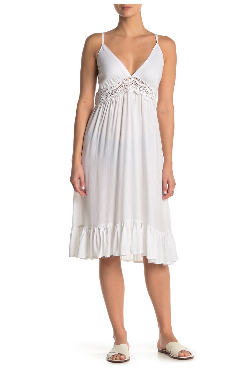 BOHO ME Crochet Lace Cover-Up Midi Dress, Main, color, White