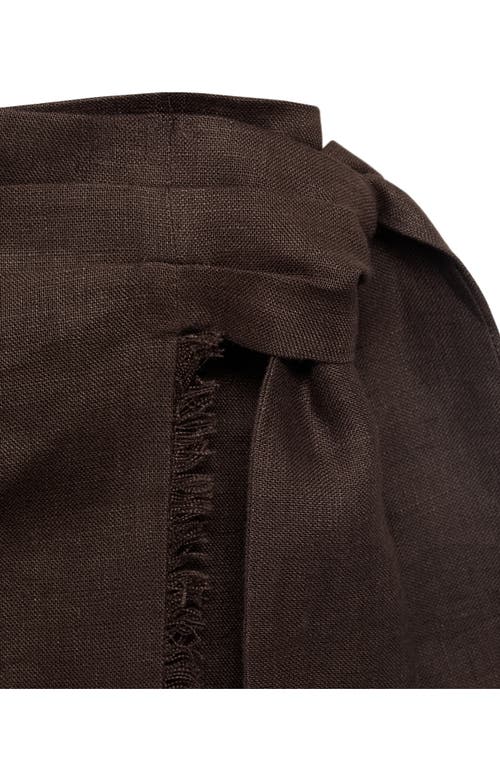 Mango Side Tie Linen Wrap Skirt In Brown