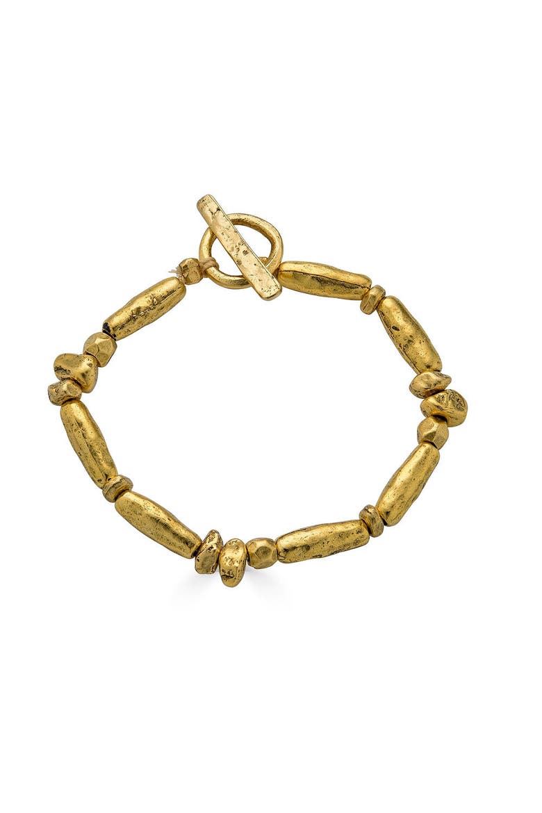 Organic Bead Bracelet, Main, color, Gold