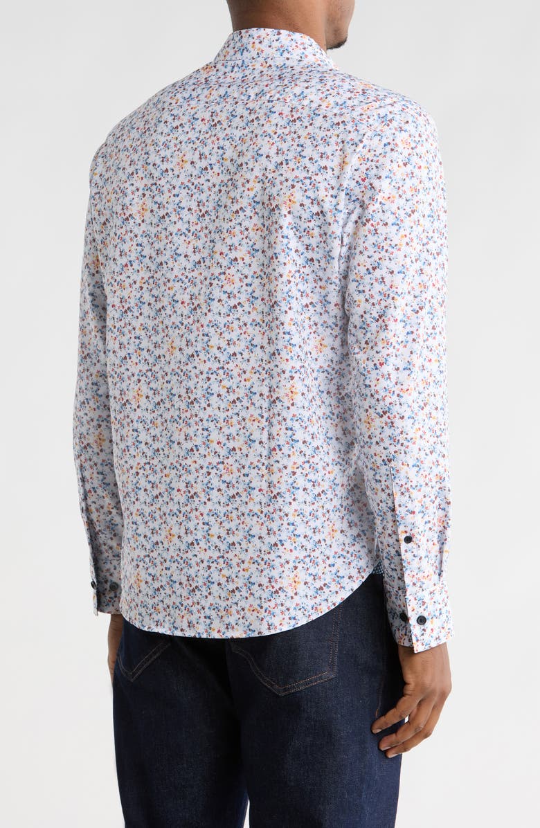 CONSTRUCT Slim Fit Floral 4-Way Stretch Button-Up Shirt, Alternate, color, White/ Blue