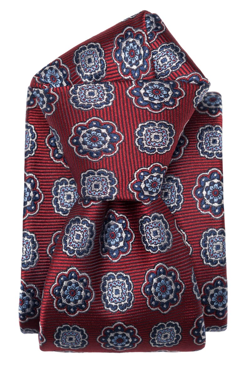 Tiberio - Silk Jacquard Tie for Men, Alternate, color, Red