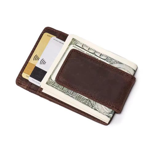 Steel Horse Leather The Walden | Handmade Leather Front Pocket Wallet With Money Clip In Dark Brown