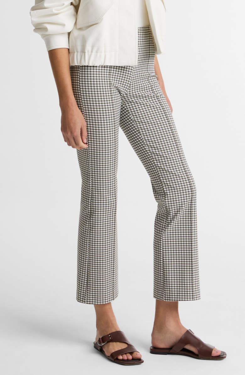 Vince Niki Mid Rise Crop Gingham Pants, Alternate, color, Tapenade Gingham