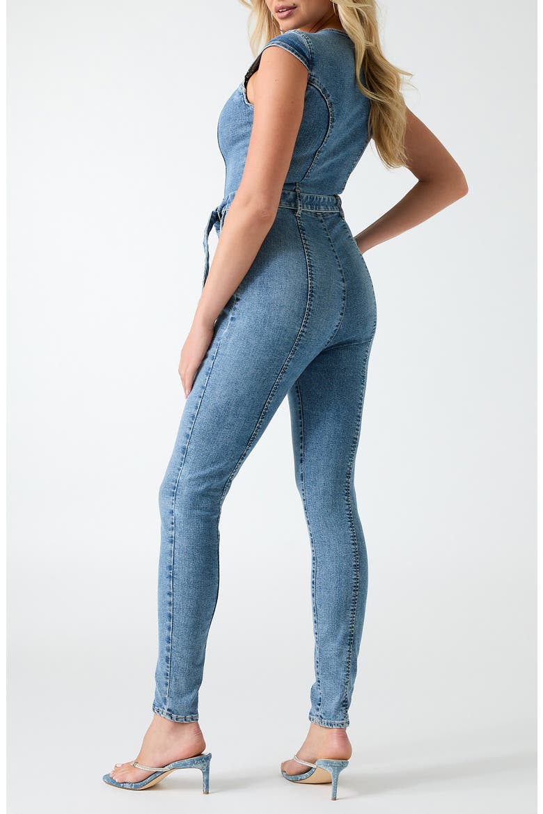 Cassidy Tie Waist Denim Jumpsuit, Alternate, color, DENIM