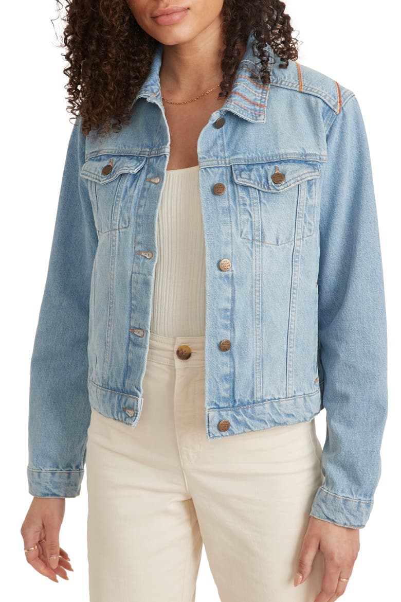 Embroidered Denim Jacket, Main, color, LIGHT DENIM