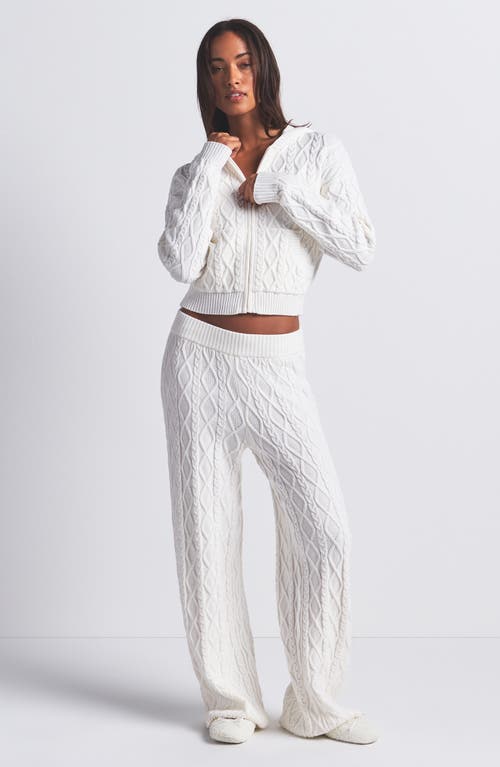 Skims Sweater Knit Shrunken Zip-up Hoodie In White