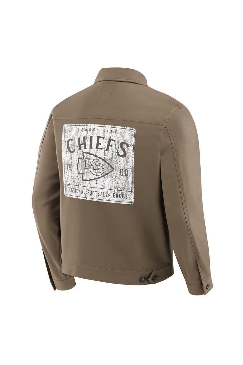 Men's NFL x Darius Rucker Collection by Fanatics Tan Kansas City Chiefs Trucker Full-Button Jacket, Alternate, color, Tan