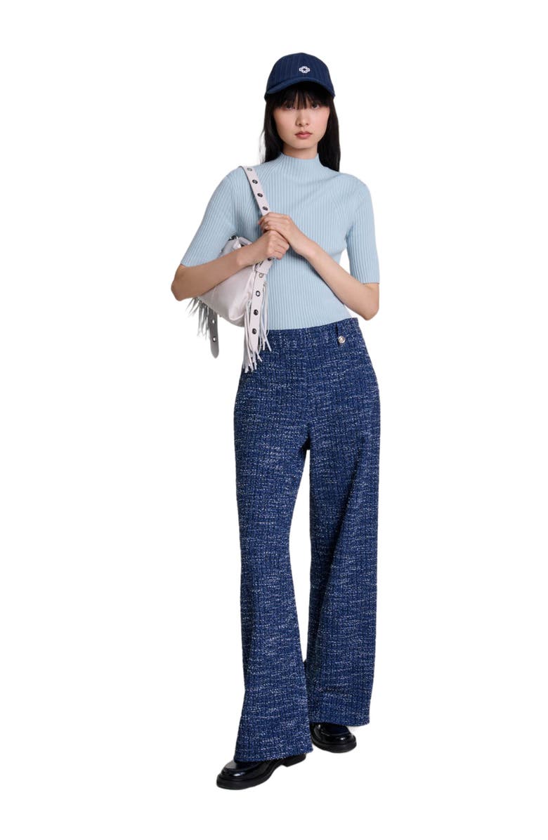 maje Wide-leg tweed trousers, Main, color,