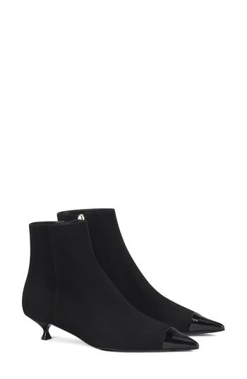 AGL ATTILIO GIUSTI LEOMBRUNI AGL LENOR POINTED CAP TOE KITTEN HEEL BOOTIE