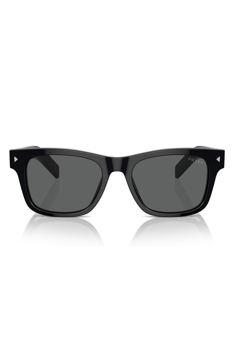 Prada 54mm Rectangular Sunglasses, Main, color, Black