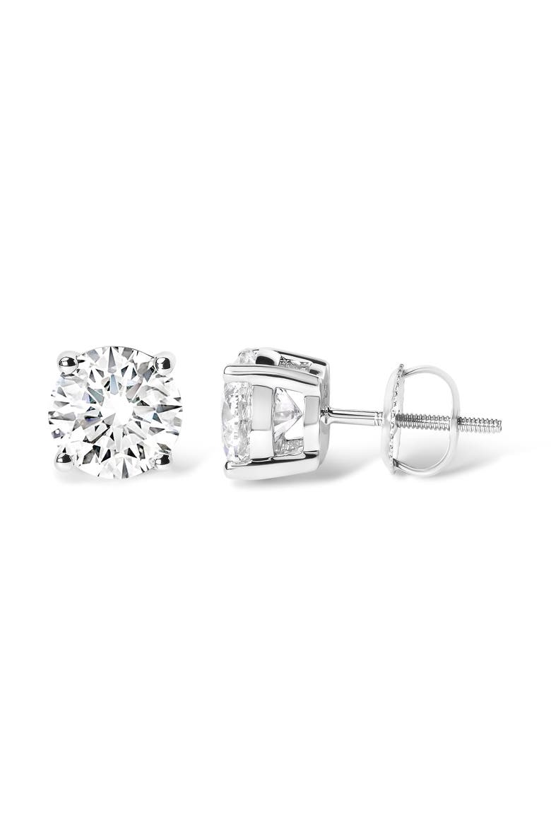 14K White Gold 2 3/4 Cttw Round Brilliant-Cut Lab Grown Diamond Classic 4-Prong Stud Earrings, Alternate, color, White Gold