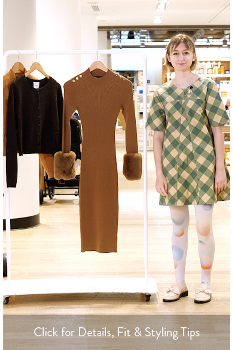 Savannah Faux Fur Cuff Ribbed Sweater Dress video