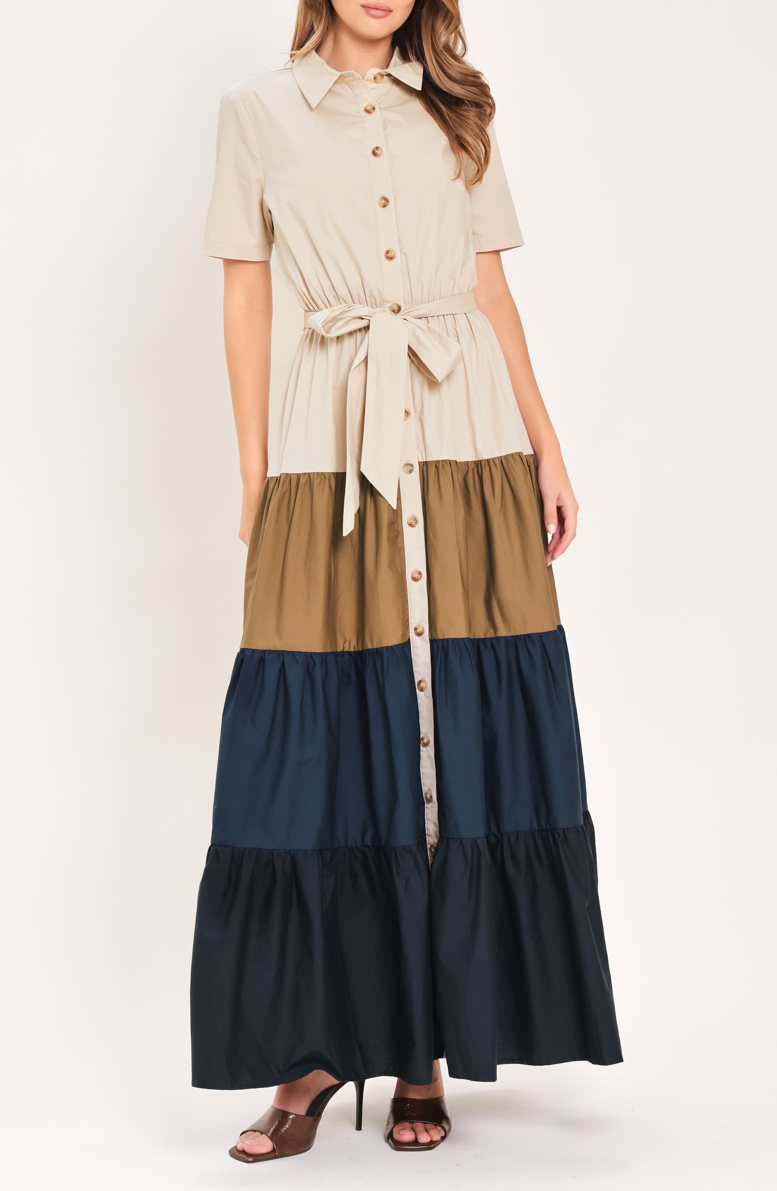 Colorblock Maxi Shirtdress