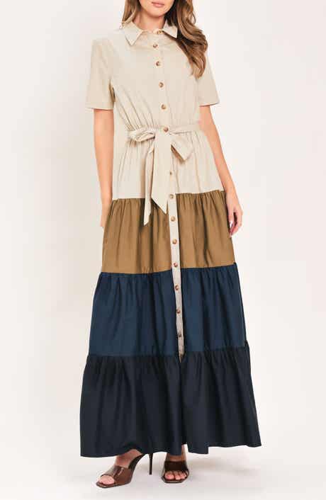 Colorblock Maxi Shirtdress