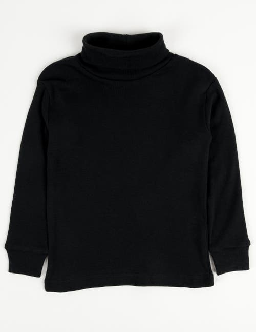 Leveret Kids Turtleneck, 100% Cotton, Solid Colors In Black