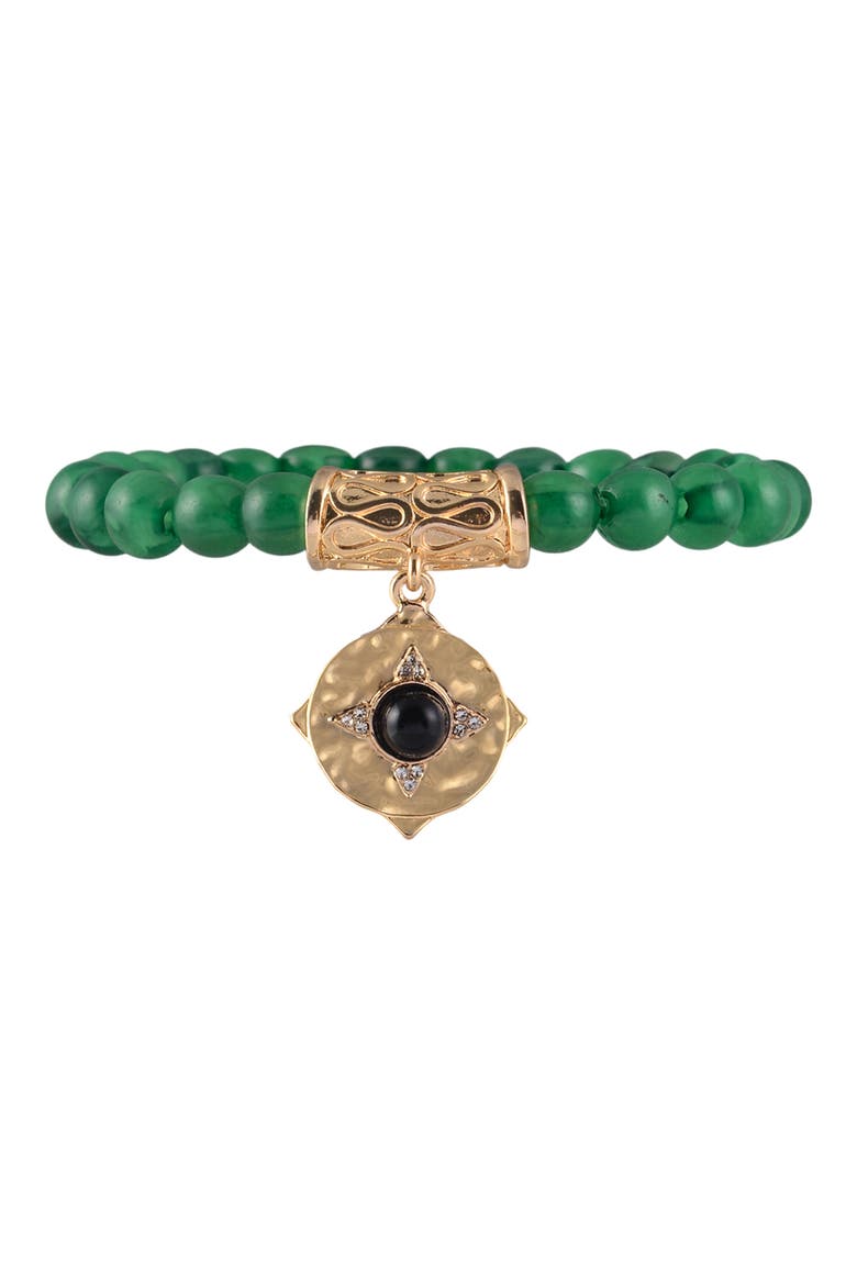 Set of 2 Malachite Stretch Beaded Bracelets, Main, color, GREEN
