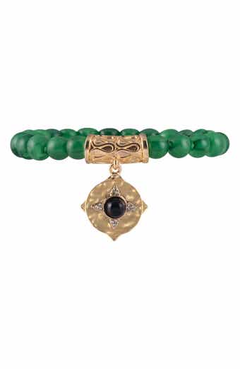Set of 2 Malachite Stretch Beaded Bracelets
