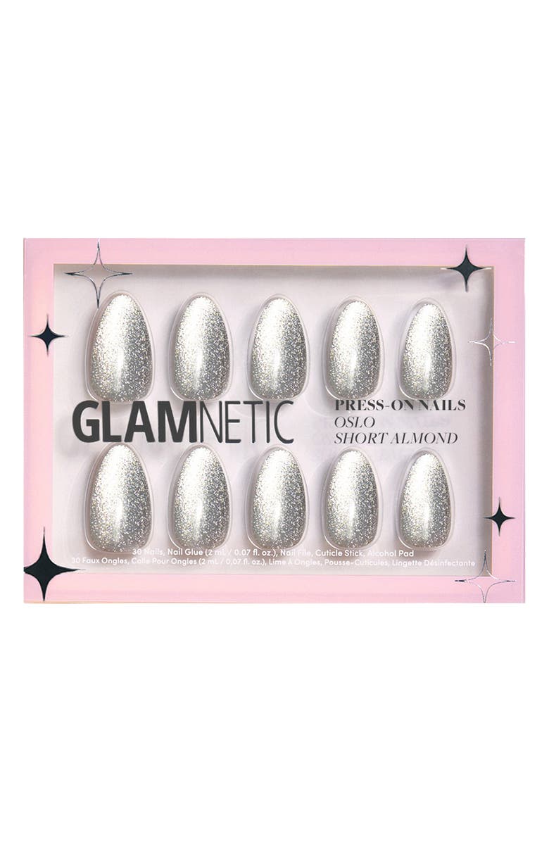 GLAMNETIC Oslo Night Short Almond Press-On Nails Set $15 Value, Main, color, 