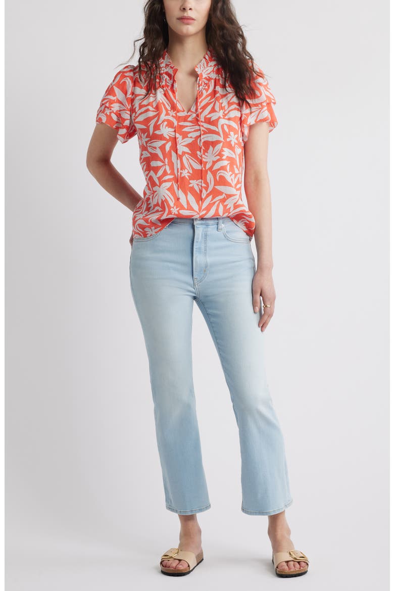 Ruffle Top, Alternate, color, CORAL- BLUE HATTIE FLORAL