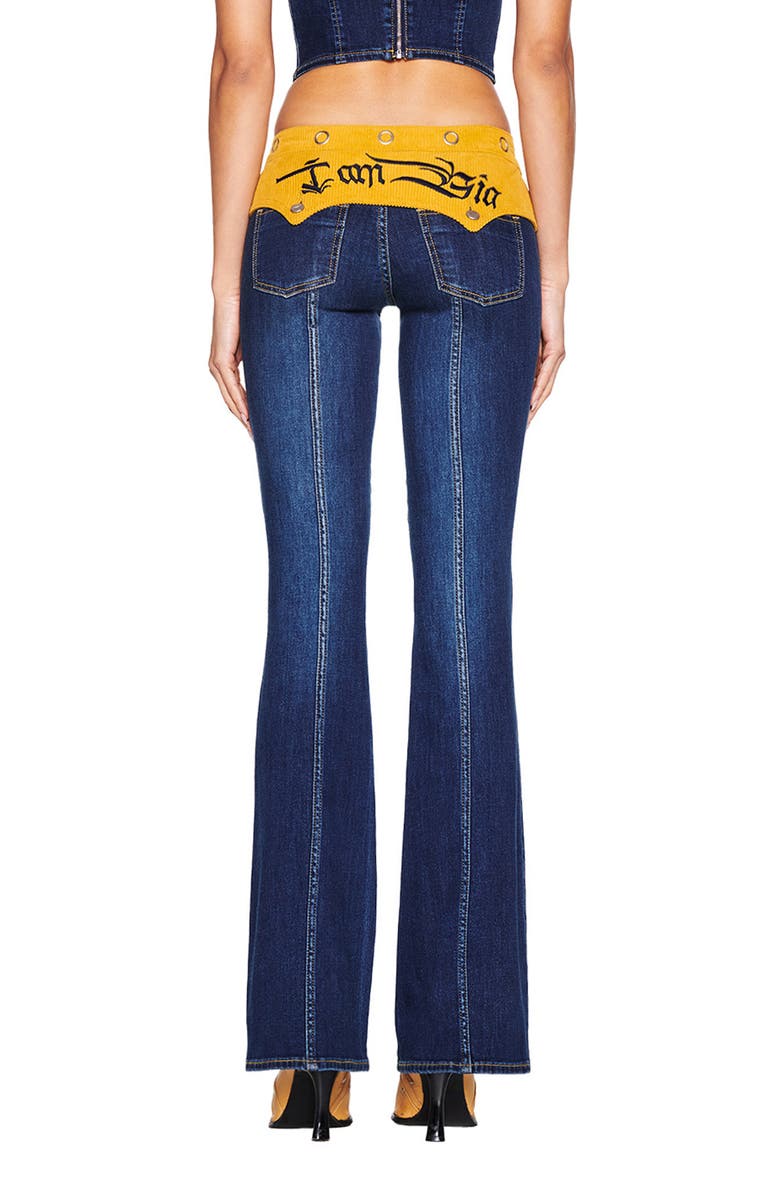 I.AM.GIA Tommie Mixed Media Flare Leg Jeans, Alternate, color, Dark Wash
