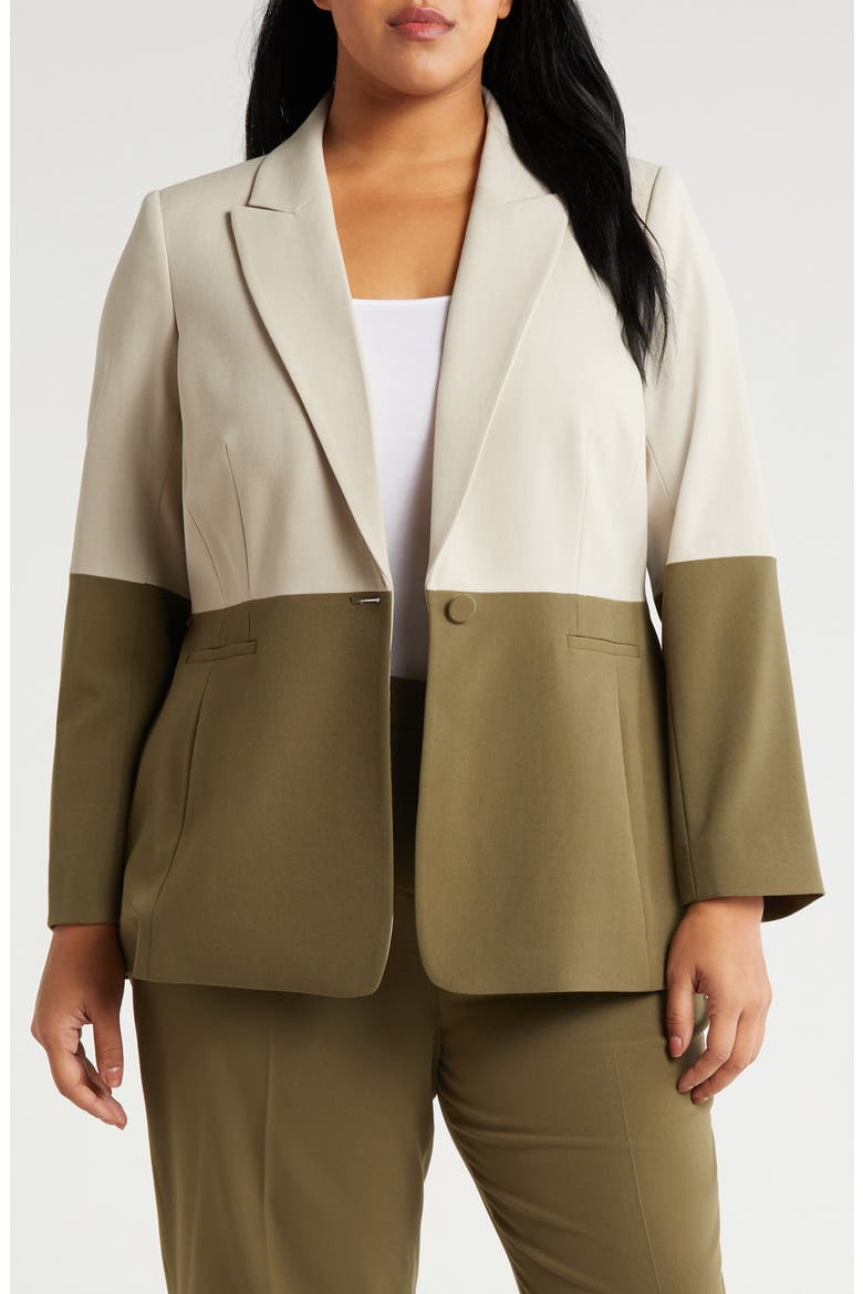 Colorblock Blazer, Main, color, SAND LODEN
