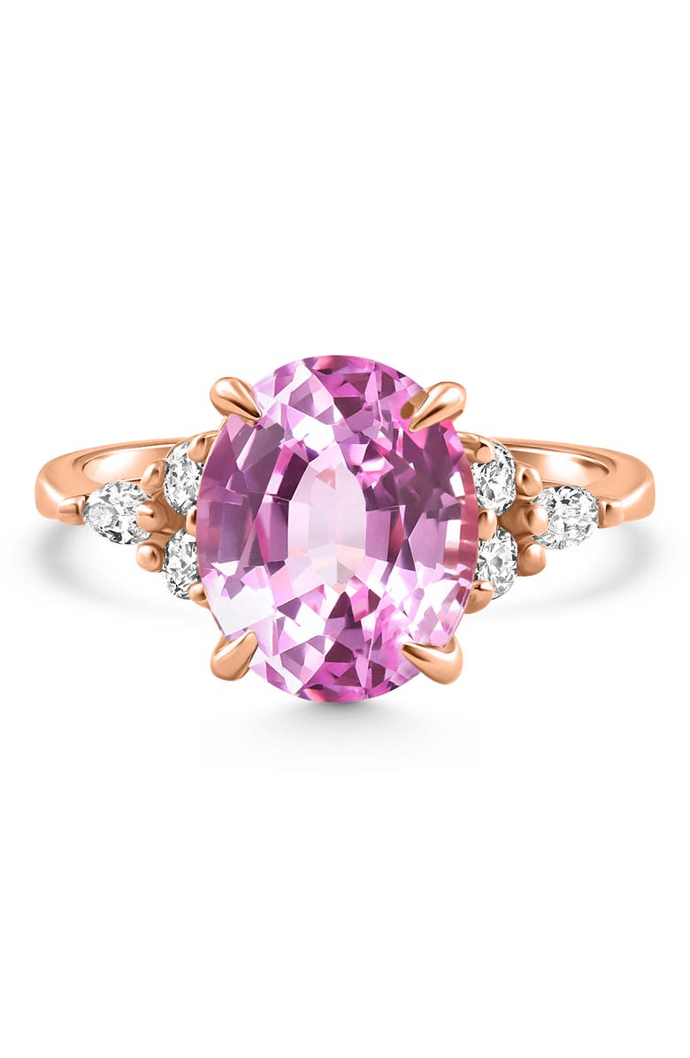 Bliss Diamond 5Ct TW Oval Pink Sapphire & Diamong Ring 14k Gold Lab Grown, Main, color, 