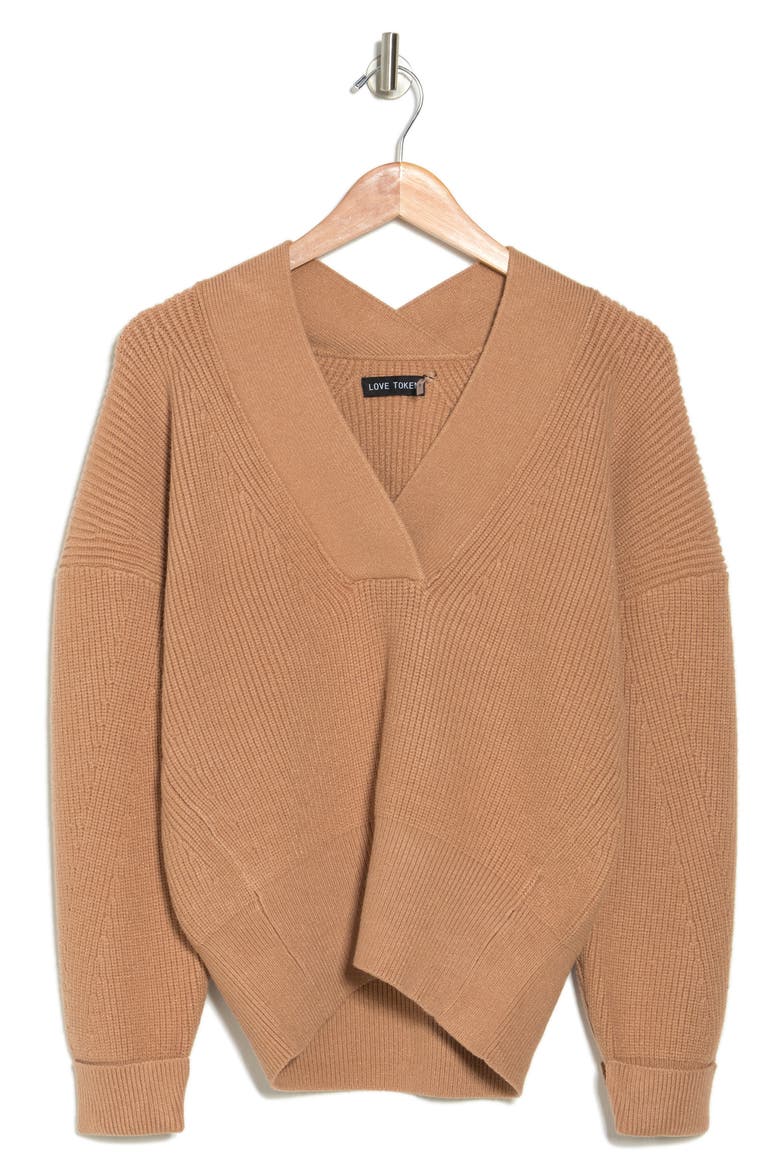 Francis V-Neck Sweater, Alternate, color, CAMEL