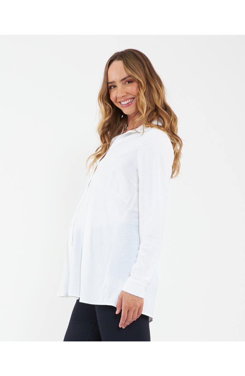 Ripe Maternity Tina Peplum Shirt White, Alternate, color, White