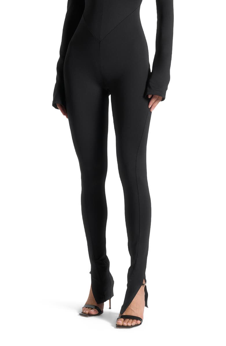 Manière De Voir Twisted Bust Off Shoulder Jumpsuit, Alternate, color, Black