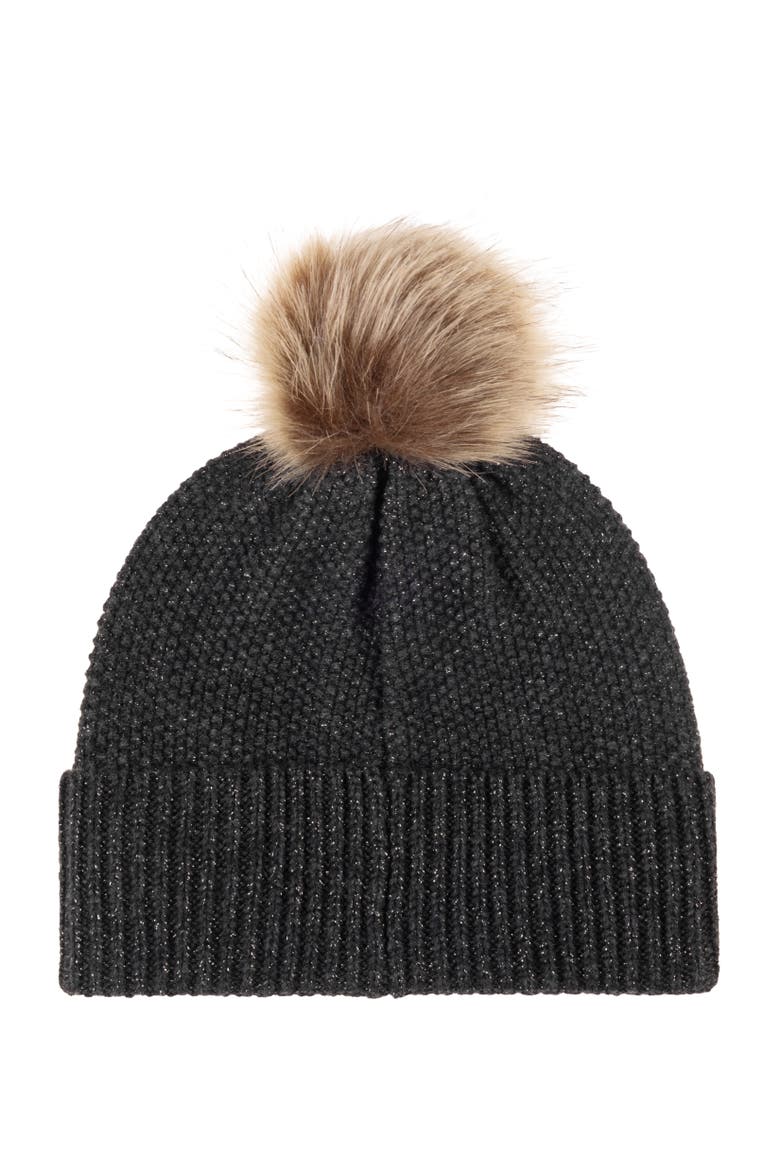 metallic direct embroidery cable hat, Alternate, color, onyx heather