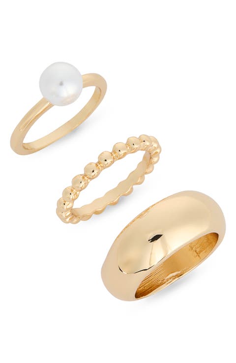 3-Pack Faux Pearl Assorted Rings