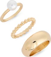 NORDSTROM RACK 3-Pack Faux Pearl Assorted Rings