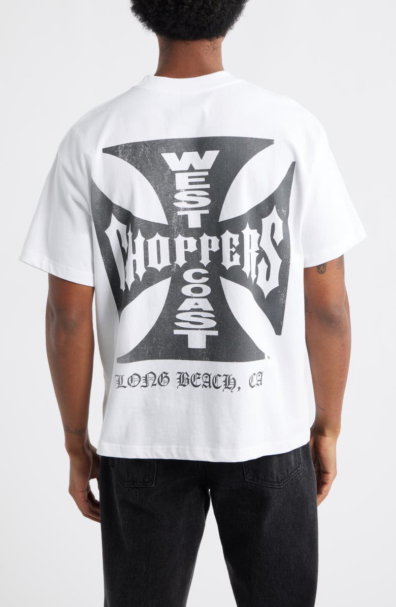 ID Supply Co West Coast Choppers Distressed Logo Graphic T-Shirt, Alternate, color, White