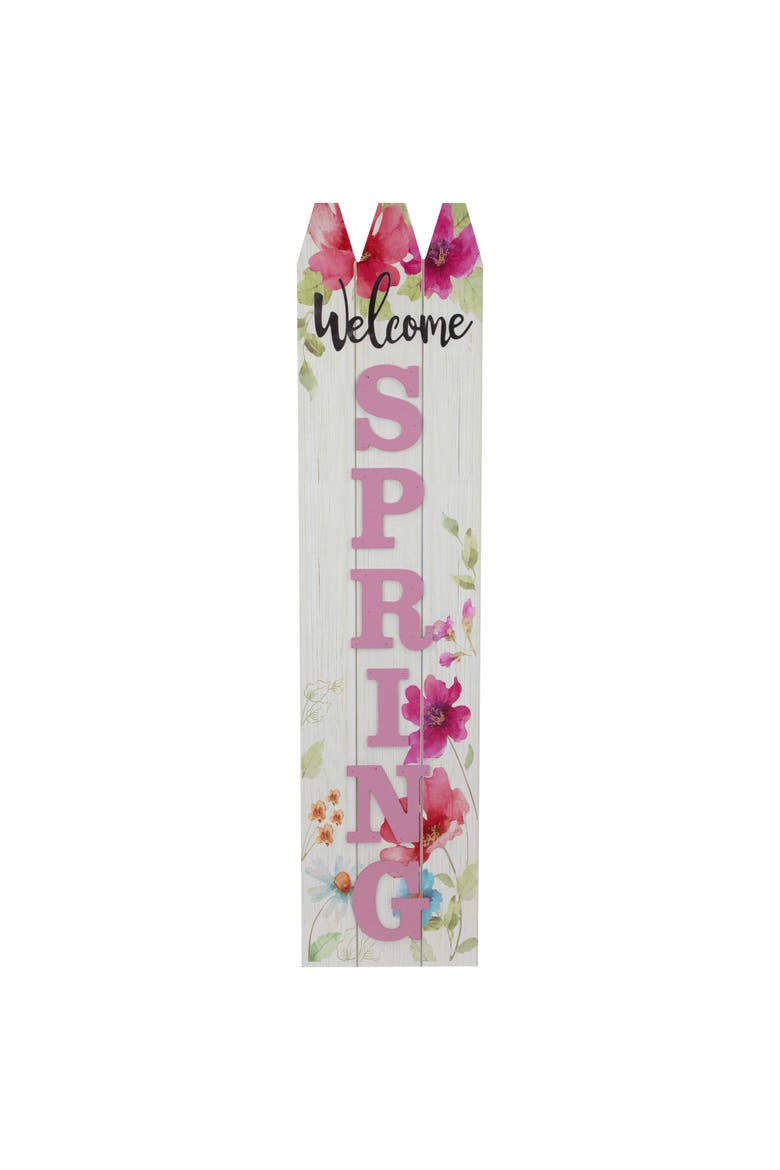 40" Welcome Spring Floral Outdoor Porch Board Sign Decoration, Main, color, Pink
