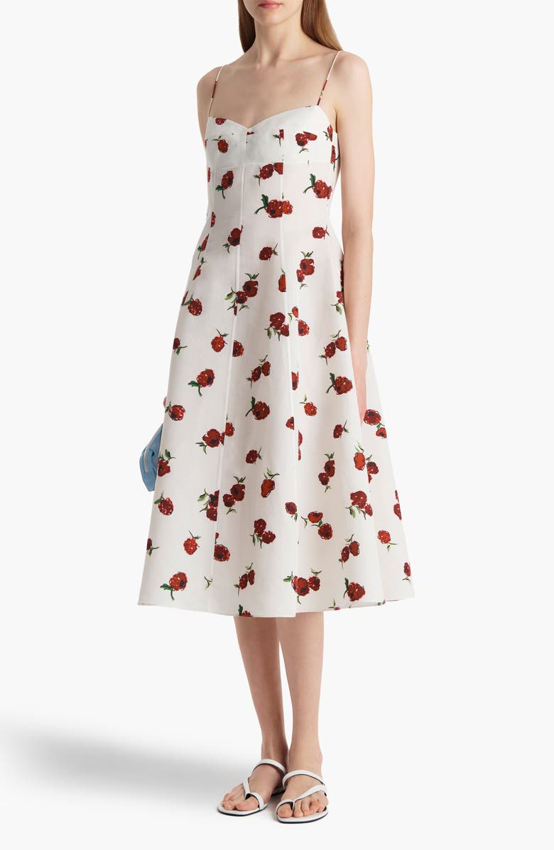 Khaite Isabella Raspberry Print Silk & Cotton Organza Dress, Alternate, color, Raspberry/ Cream