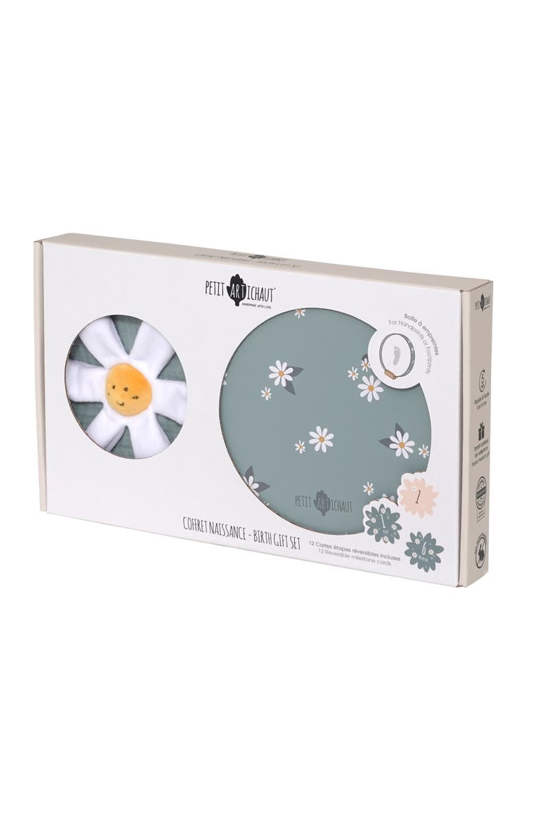 Petit Artichaut Birth Gift Set - Baby Handprint Kit, Comforter & Milestone Cards | Baby Shower Gift, Alternate, color, Blue