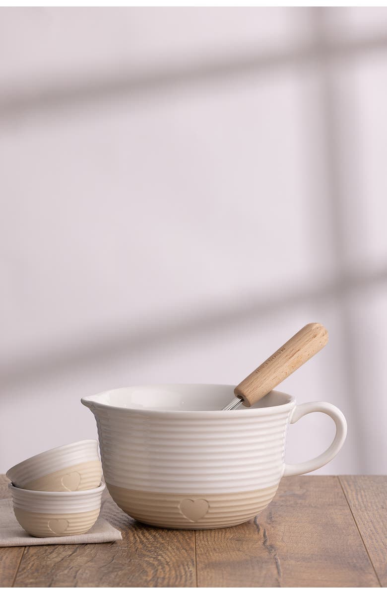 MASON CASH Rustic Charm Batter Bowl, Stoneware Mixing Bowl with Handle & Pour Spout, Alternate, color, Beige